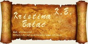 Kristina Balać vizit kartica